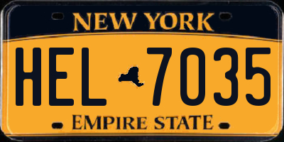 NY license plate HEL7035