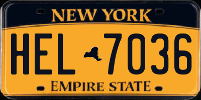 NY license plate HEL7036
