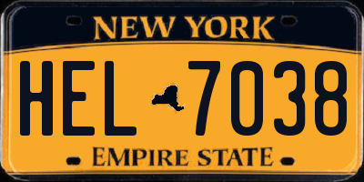 NY license plate HEL7038