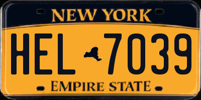NY license plate HEL7039