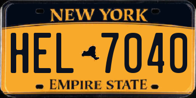 NY license plate HEL7040