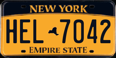 NY license plate HEL7042