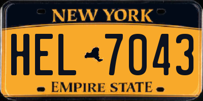 NY license plate HEL7043