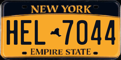 NY license plate HEL7044