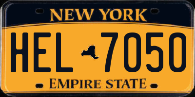 NY license plate HEL7050