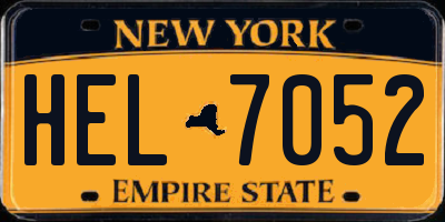 NY license plate HEL7052