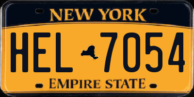 NY license plate HEL7054