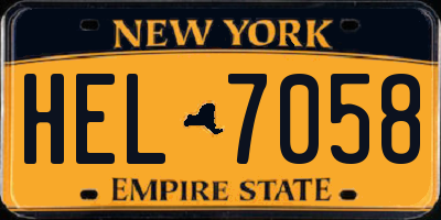 NY license plate HEL7058
