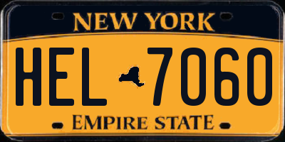 NY license plate HEL7060