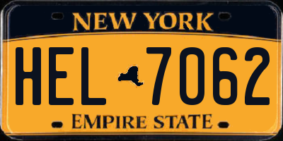 NY license plate HEL7062