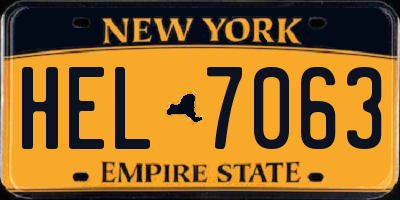 NY license plate HEL7063