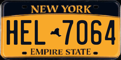 NY license plate HEL7064