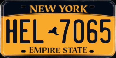 NY license plate HEL7065