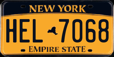 NY license plate HEL7068