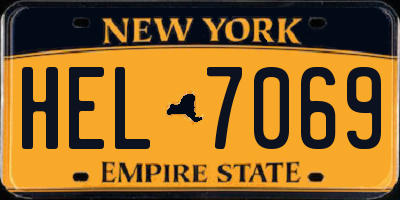 NY license plate HEL7069