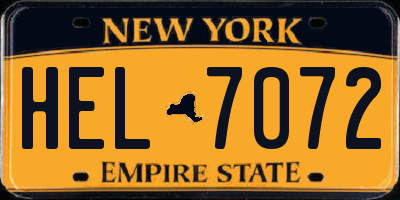 NY license plate HEL7072
