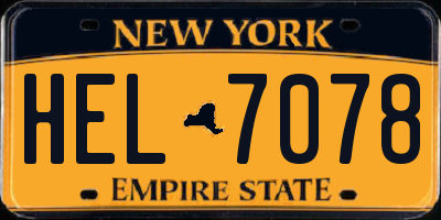 NY license plate HEL7078