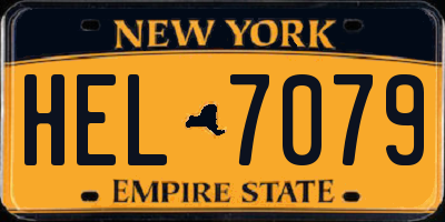 NY license plate HEL7079