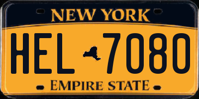 NY license plate HEL7080