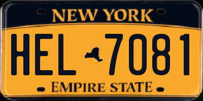 NY license plate HEL7081