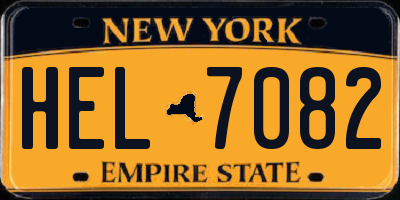 NY license plate HEL7082
