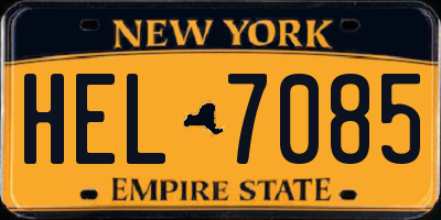 NY license plate HEL7085