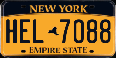 NY license plate HEL7088