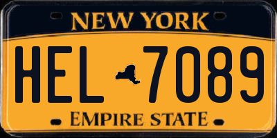NY license plate HEL7089