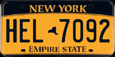 NY license plate HEL7092
