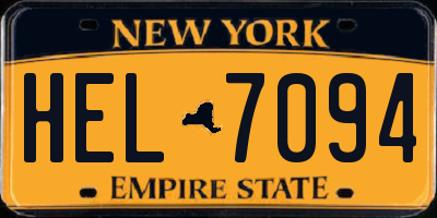 NY license plate HEL7094