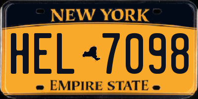 NY license plate HEL7098