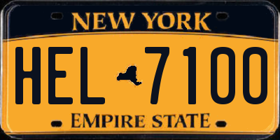 NY license plate HEL7100
