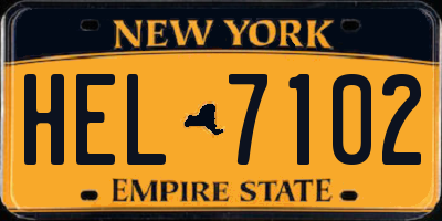NY license plate HEL7102