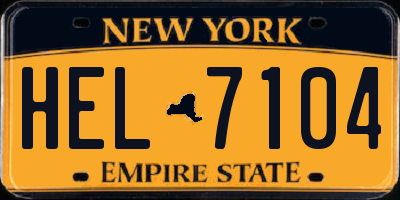 NY license plate HEL7104