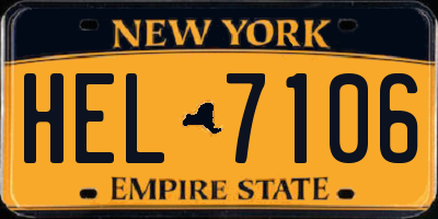 NY license plate HEL7106