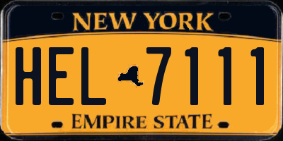 NY license plate HEL7111