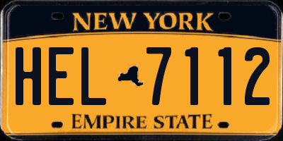 NY license plate HEL7112