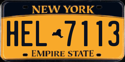 NY license plate HEL7113