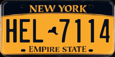 NY license plate HEL7114
