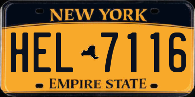 NY license plate HEL7116
