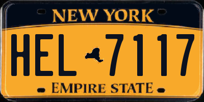 NY license plate HEL7117