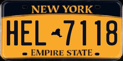 NY license plate HEL7118