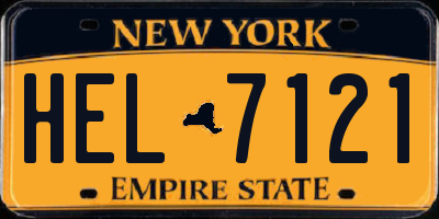 NY license plate HEL7121
