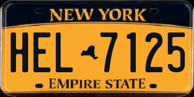 NY license plate HEL7125