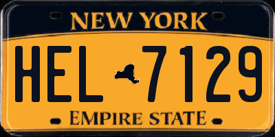 NY license plate HEL7129