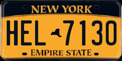 NY license plate HEL7130