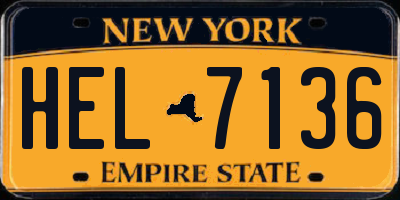 NY license plate HEL7136