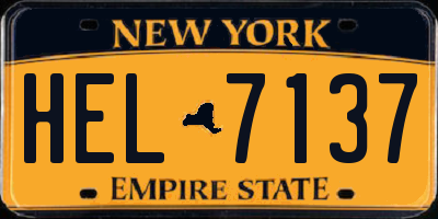 NY license plate HEL7137
