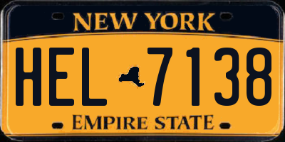 NY license plate HEL7138