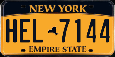 NY license plate HEL7144